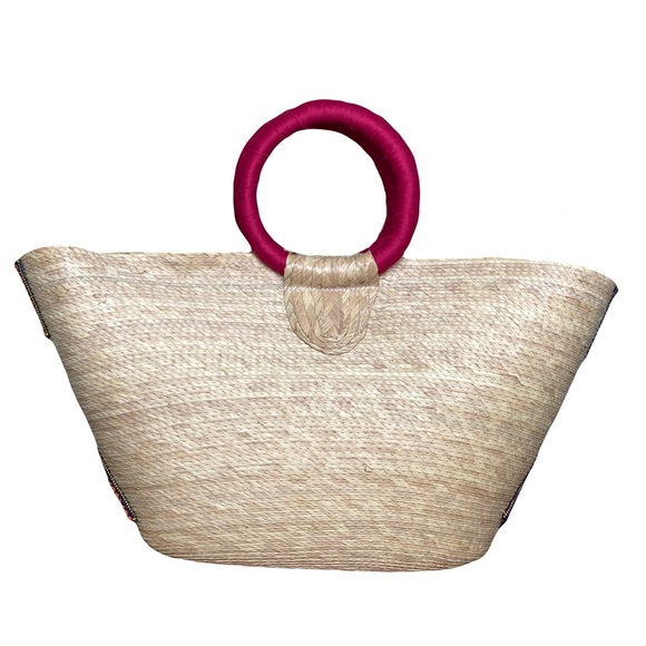 Matching Fedora & Beach Bag Set Straw Woven Embellished Floral - Picture 4 of 9